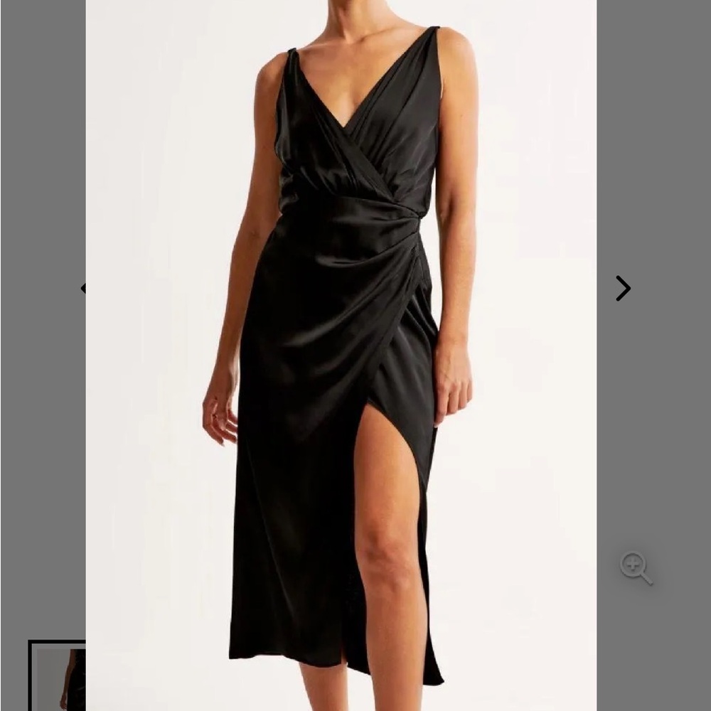 Abercrombie Satin Midi Dress - Small Petite - Black